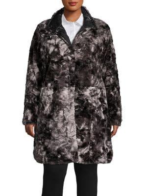 Via Spiga Plus Reversible Faux-fur Coat