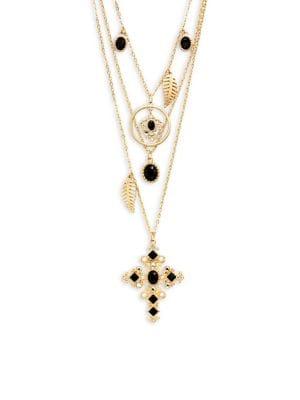 Design Lab Goldtone, Faux Pearl And Crystal Embellished Layered Necklaces