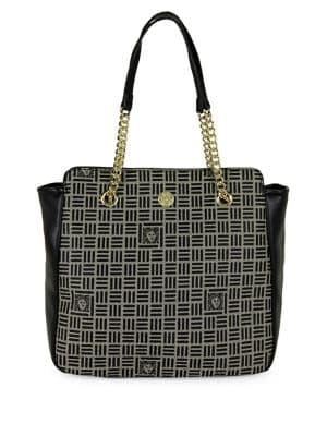 Anne Klein Printed Logo Chain Shopper Tote