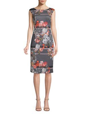 Adrianna Papell Floral Cap-sleeve Sheath Dress