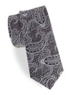 Black Brown Embroidered Paisley Silk Tie