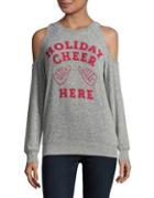 White Crow Graphic Cold-shoulder Sweater
