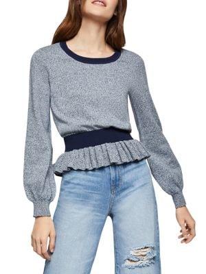 Bcbgeneration Pleated Peplum Cotton Sweater