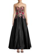 Blondie Nites Strapless Floral Embroidered Fit-&-flare Gown