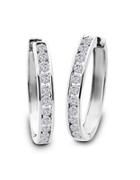 Lord & Taylor Diamond And 14k White Gold Hoop Earrings, 1.5 Tcw - 1.5 In.