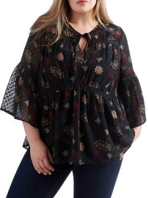Lucky Brand Plus Plus Plus Floral Top