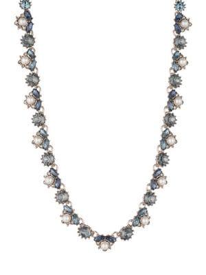 Marchesa Faux Pearl, Swarovski Crystal And Cubic Zirconia Collar Necklace