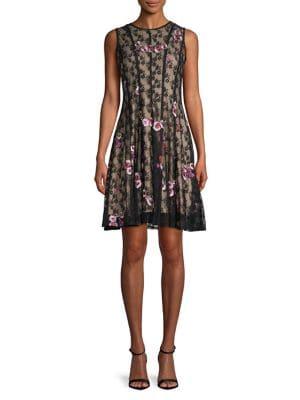Gabby Skye Lace And Floral-embroidered Dress
