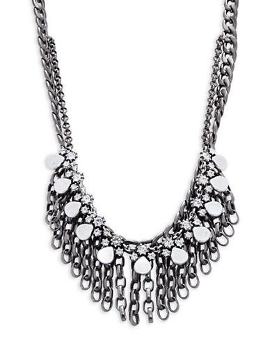 Gerard Yosca Crystal And Chainlink Linear Drop Layered Necklace