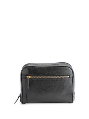 Royce Pebbled Leather Zip Toiletry Bag