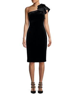 Eliza J One-shoulder Velvet Sheath Dress