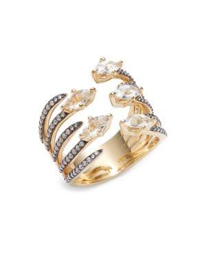 Nadri Goldtone & White Topaz Split Ring