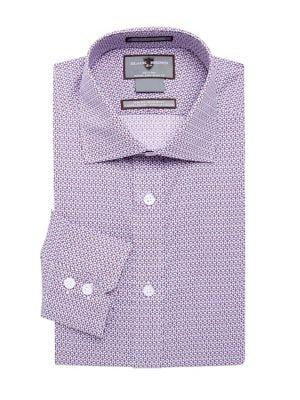 Black Brown Geometric Button Down Dress Shirt