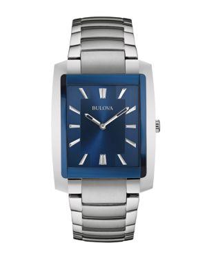Bulova Rectangular Case Stainless Steel Link Bracelet Watch