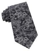 Black Brown Paisley Linen-blend Tie