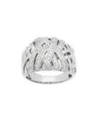 Lord & Taylor Diamond And Sterling Silver Crisscross Ring