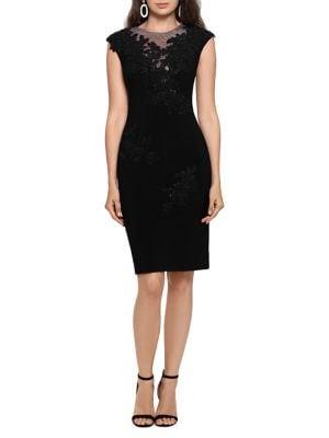 Xscape Floral Sheer Sheath Dress