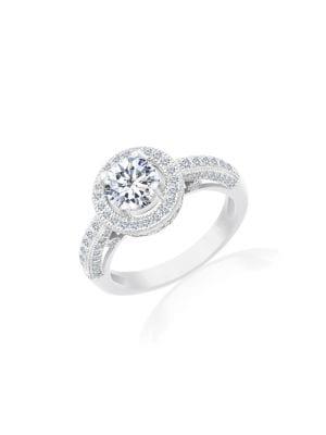 Lord & Taylor Bridal 925 Sterling Silver & Crystal Engagement Solitaire Ring