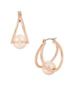 Kenneth Cole New York Knots And Pearls Faux Pearl And Crystal Hoop Earrings