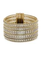 Fit Goldtone Swarovski Crystal Wide Bracelet