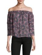 Ella Moss Printed Off-the-shoulder Top