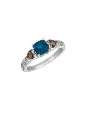 Le Vian 14k Vanilla Gold, Deep Sea Blue Topaz, Chocolate Diamonds & Nude Diamonds Ring