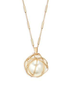 Design Lab Goldtone And Faux-pearl Pendant Necklace