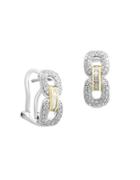 Effy Duo Diamond 14k White Gold And 14k Yellow Gold Earrings