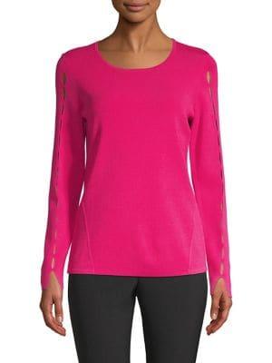 Donna Karan Long-sleeve Cut Out Sleeve Top