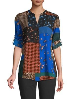 Calvin Klein Mixed-print Curved Hem Shirt