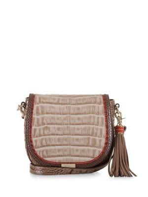 Brahmin Embossed Colorblock Leather Saddle Crossbody