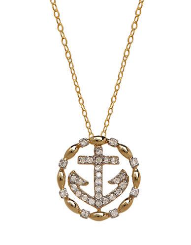 Lord & Taylor 14k Yellow Gold Diamond Anchor Necklace