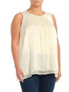 Vince Camuto Plus Floral Eyelet Back-tie Top