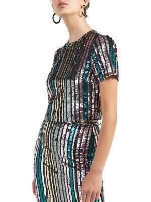 Miss Selfridge Embellished Striped Top