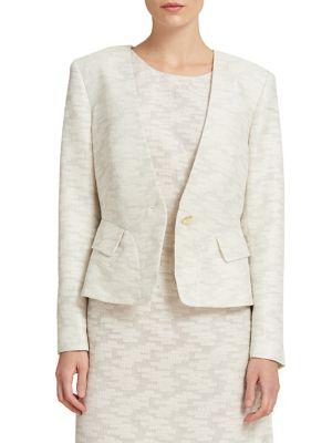 Donna Karan Collarless Flare Hem Jacket