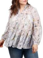 Lucky Brand Plus Self-tie Floral Top