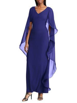 Lauren Ralph Lauren Cape-overlay Chiffon Dress