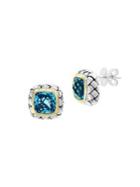 Effy Sterling Silver, 18k Yellow Gold And Blue Topaz Stud Earrings