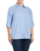 Calvin Klein Plus Plus Chambray Cotton Button-front Top