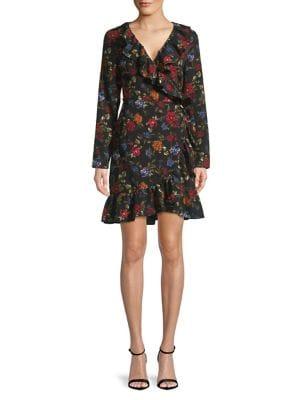 Kensie Long Sleeve Floral Wrap Dress