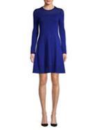Vince Camuto Mesh Trimmed Knit Fit-&-flare Dress