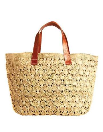 Mar Y Sol Valencia Raffia Crochet Carryall Tote Bag