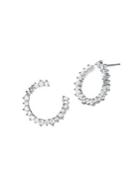 Michael Kors Premium Sterling Silver & Crystal Hoop Earrings