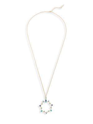 Sole Society Multicolored Crystal Circle Pendant Necklace