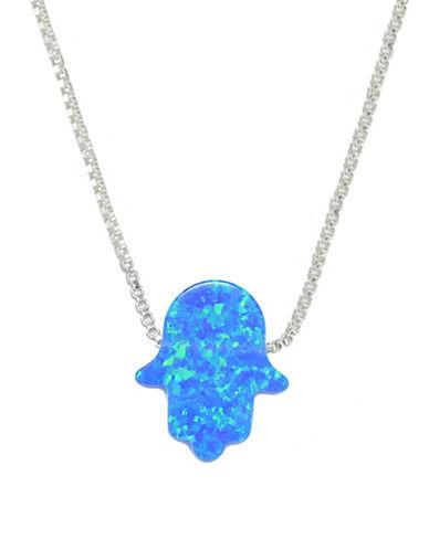 Lord & Taylor Blue Opal & Sterling Silver Hamsa Hand Pendant Necklace