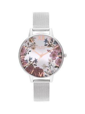 Olivia Burton British Blooms Stainless Steel Mesh Bracelet Watch