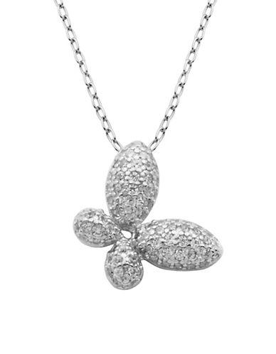 Lord & Taylor Cz & Sterling Silver Butterfly Pendant Necklace