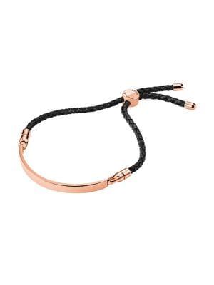 Michael Kors Custom Kors 14k Rose-goldplated & Black Silk Slider Bracelet