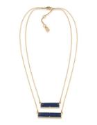Lauren Ralph Lauren Match Point 12k Gold-plated Blue Two Row Rectangle Pendant Necklace