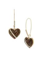 Betsey Johnson Goldtone & Crystal Leopard Heart Drop Earrings